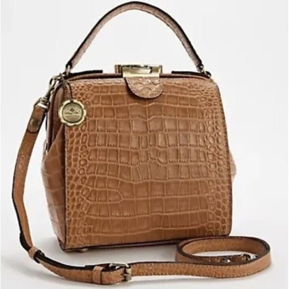 Patricia Nash Leather Croc Embossed Nela North/South Biscuit,Bag